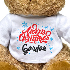 MERRY CHRISTMAS GORDON - Teddy Bear - Cute Cuddly Soft - Xmas Gift Present