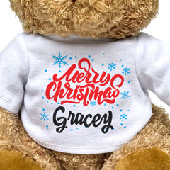 MERRY CHRISTMAS GRACEY - Teddy Bear - Cute Cuddly Soft - Xmas Gift Present