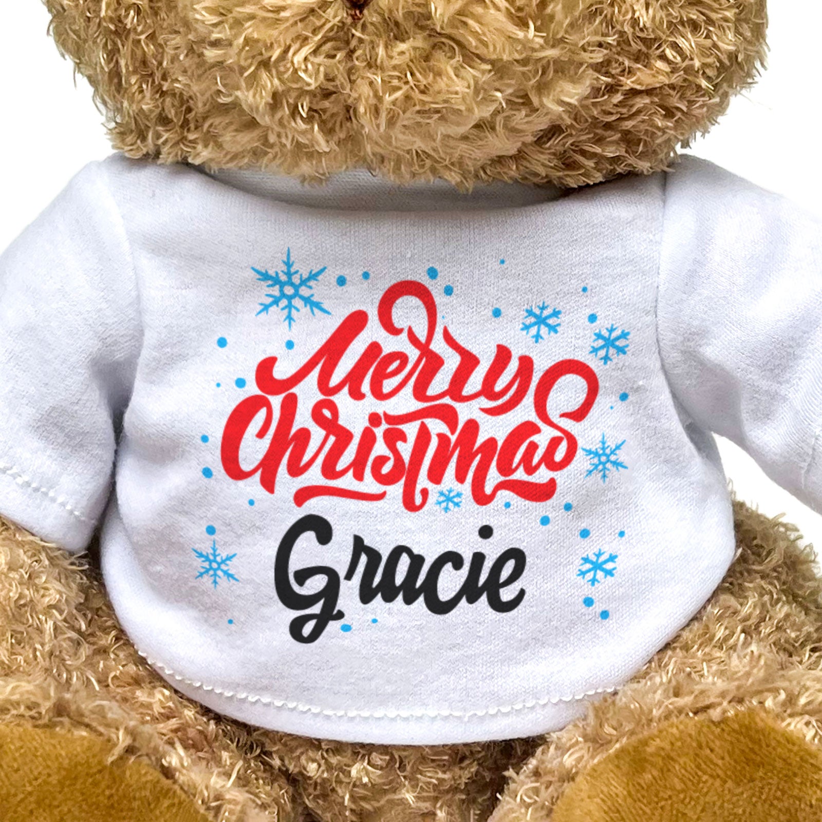 MERRY CHRISTMAS GRACIE - Teddy Bear - Cute Cuddly Soft - Xmas Gift Present