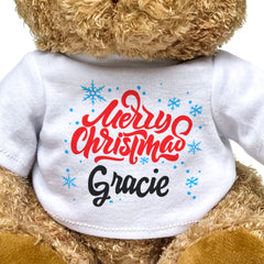 MERRY CHRISTMAS GRACIE - Teddy Bear - Cute Cuddly Soft - Xmas Gift Present