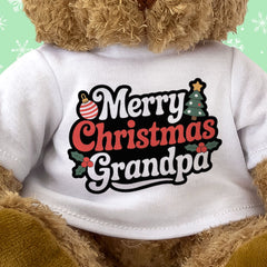 MERRY CHRISTMAS GRANDPA - Teddy Bear - Cute Cuddly Soft - Xmas Gift Present