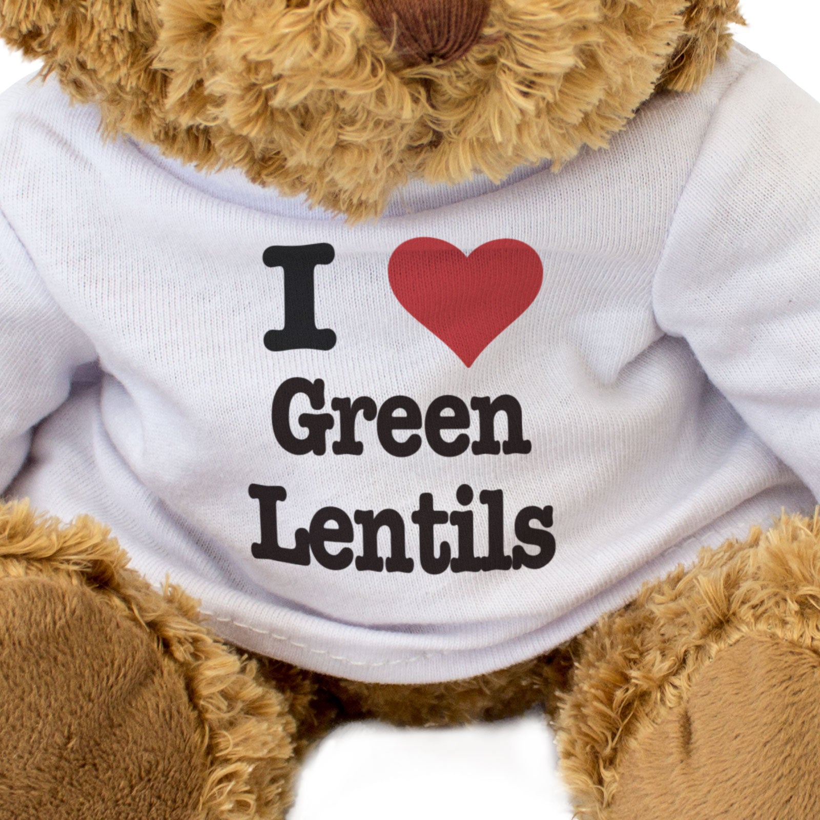 I LOVE GREEN LENTILS - Teddy Bear - Cute Cuddly Soft Adorable - Gift Present