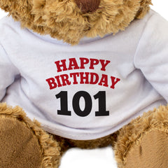 HAPPY BIRTHDAY 101 - Teddy Bear - Cute Soft Cuddly Adorable - 101st Gift Present