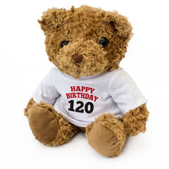 HAPPY BIRTHDAY 120 - Teddy Bear - Cute Soft Cuddly Adorable - 120th Gift Present