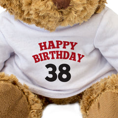 HAPPY BIRTHDAY 38 - Teddy Bear - Cute Soft Cuddly Adorable - 38th Gift Present