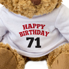 HAPPY BIRTHDAY 71 - Teddy Bear - Cute Soft Cuddly Adorable - 71st Gift Present