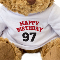 HAPPY BIRTHDAY 97 - Teddy Bear - Cute Soft Cuddly Adorable - 97th Gift Present