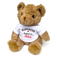 HAPPINESS BEGINS IN HULL - Teddy Bear - Cute Cuddly Soft - Gift Present