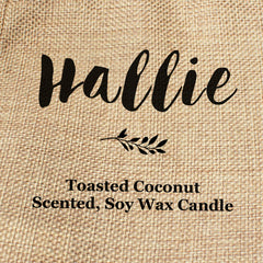 Hallie personalised faux-burlap candle gift bag
