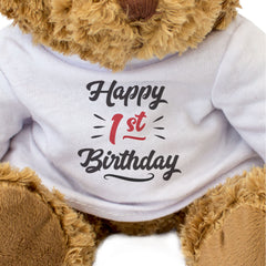 HAPPY 1ST BIRTHDAY - Teddy Bear - Cute Soft Cuddly - 1 Year Old Gift Present