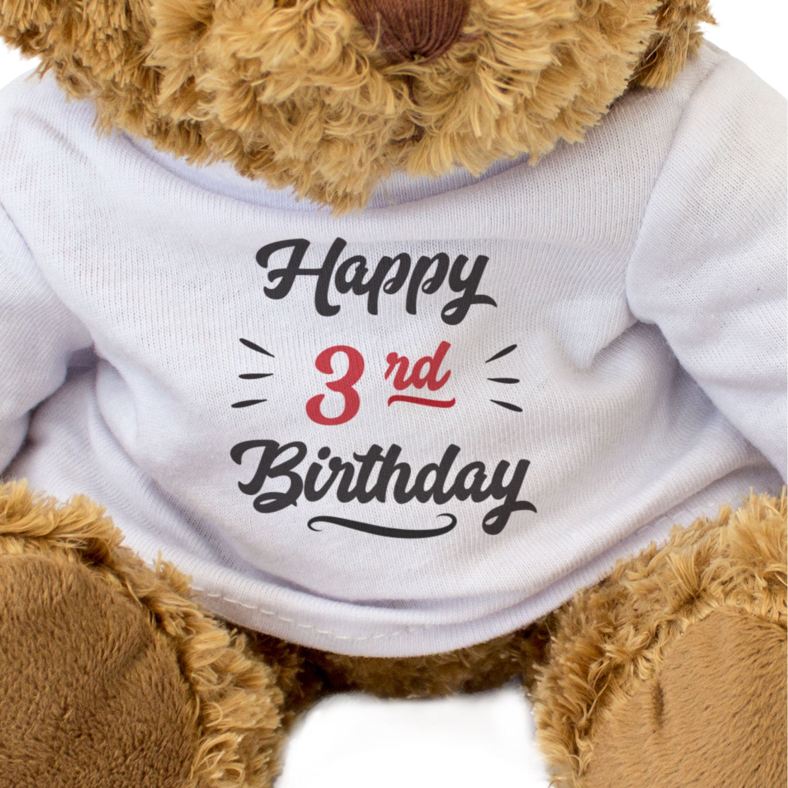 HAPPY 3RD BIRTHDAY - Teddy Bear - Cute Soft Cuddly - 3 Years Old Gift Present
