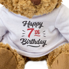 HAPPY 7TH BIRTHDAY - Teddy Bear - Cute Soft Cuddly - 7 Years Old Gift Present