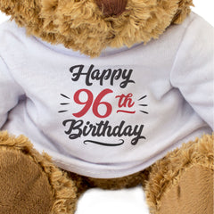 HAPPY 96TH BIRTHDAY - Teddy Bear - Cute Soft Cuddly - 96 Years Old Gift Present
