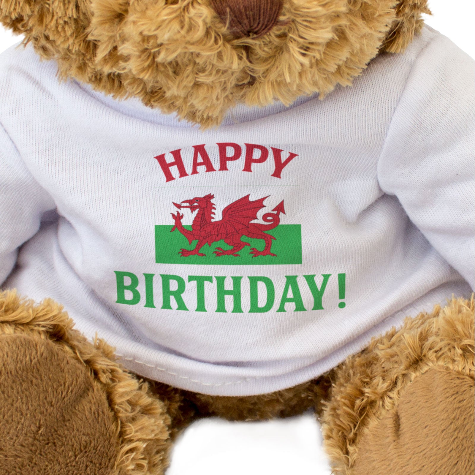 HAPPY BIRTHDAY (WALES FLAG) - Teddy Bear - Cute Cuddly Soft - Welsh Gift Present