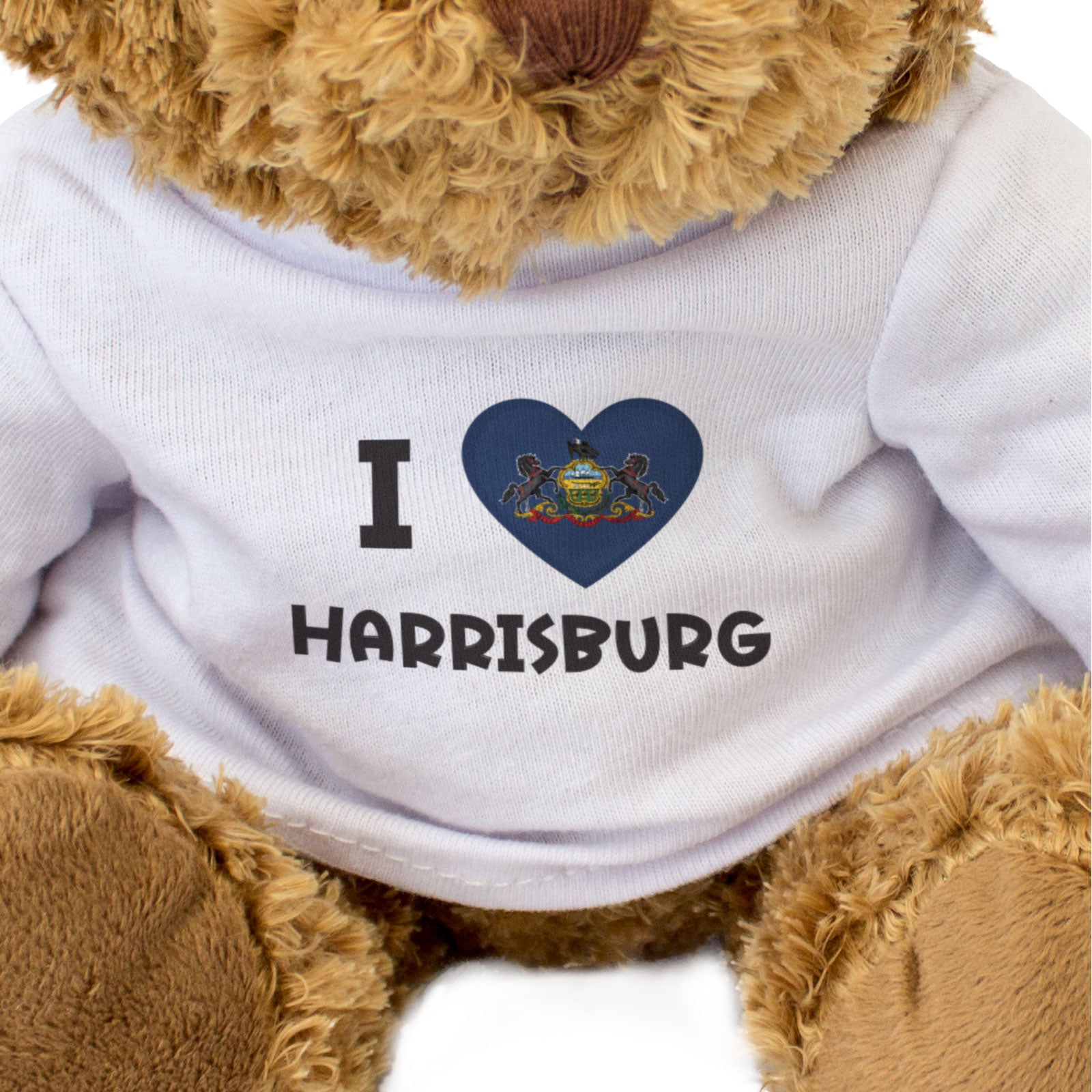 I LOVE HARRISBURG (PENNSYLVANIA FLAG) - Teddy Bear - Cute Cuddly - Gift Present