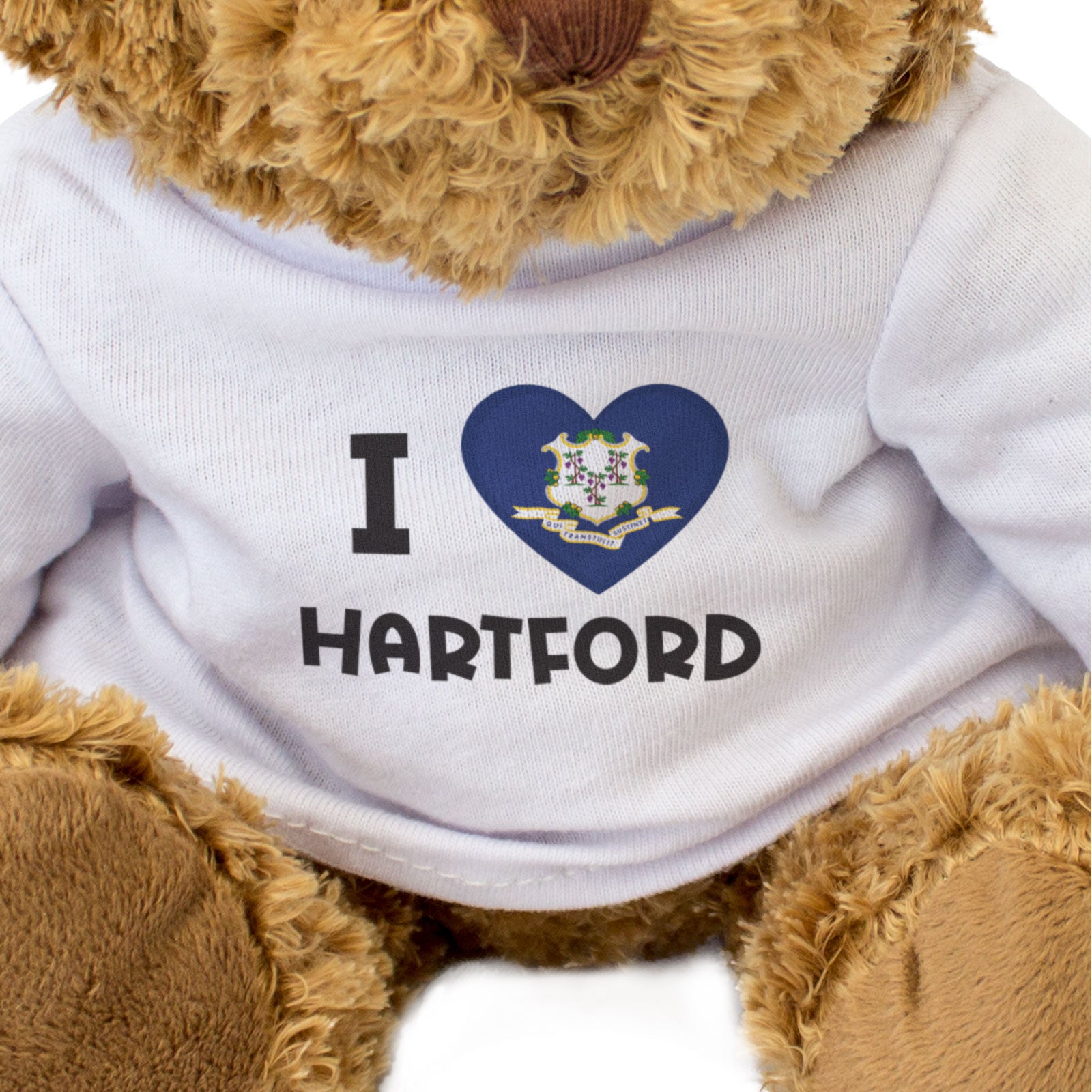 I LOVE HARTFORD (CONNECTICUT FLAG) - Teddy Bear - Cute Cuddly - Gift Present