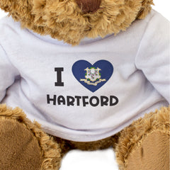 I LOVE HARTFORD (CONNECTICUT FLAG) - Teddy Bear - Cute Cuddly - Gift Present