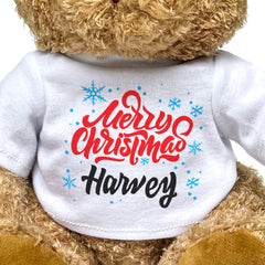 MERRY CHRISTMAS HARVEY - Teddy Bear - Cute Cuddly Soft - Xmas Gift Present