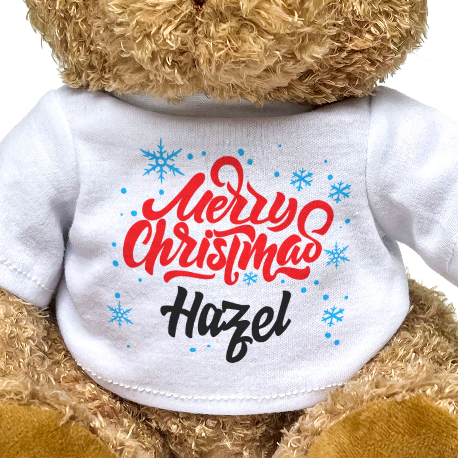 MERRY CHRISTMAS HAZEL - Teddy Bear - Cute Cuddly Soft - Xmas Gift Present