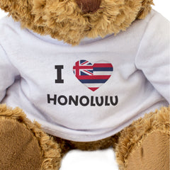 I LOVE HONOLULU (HAWAII FLAG) - Teddy Bear - Cute Cuddly - Gift Present
