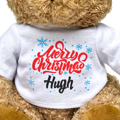 MERRY CHRISTMAS HUGH - Teddy Bear - Cute Cuddly Soft - Xmas Gift Present