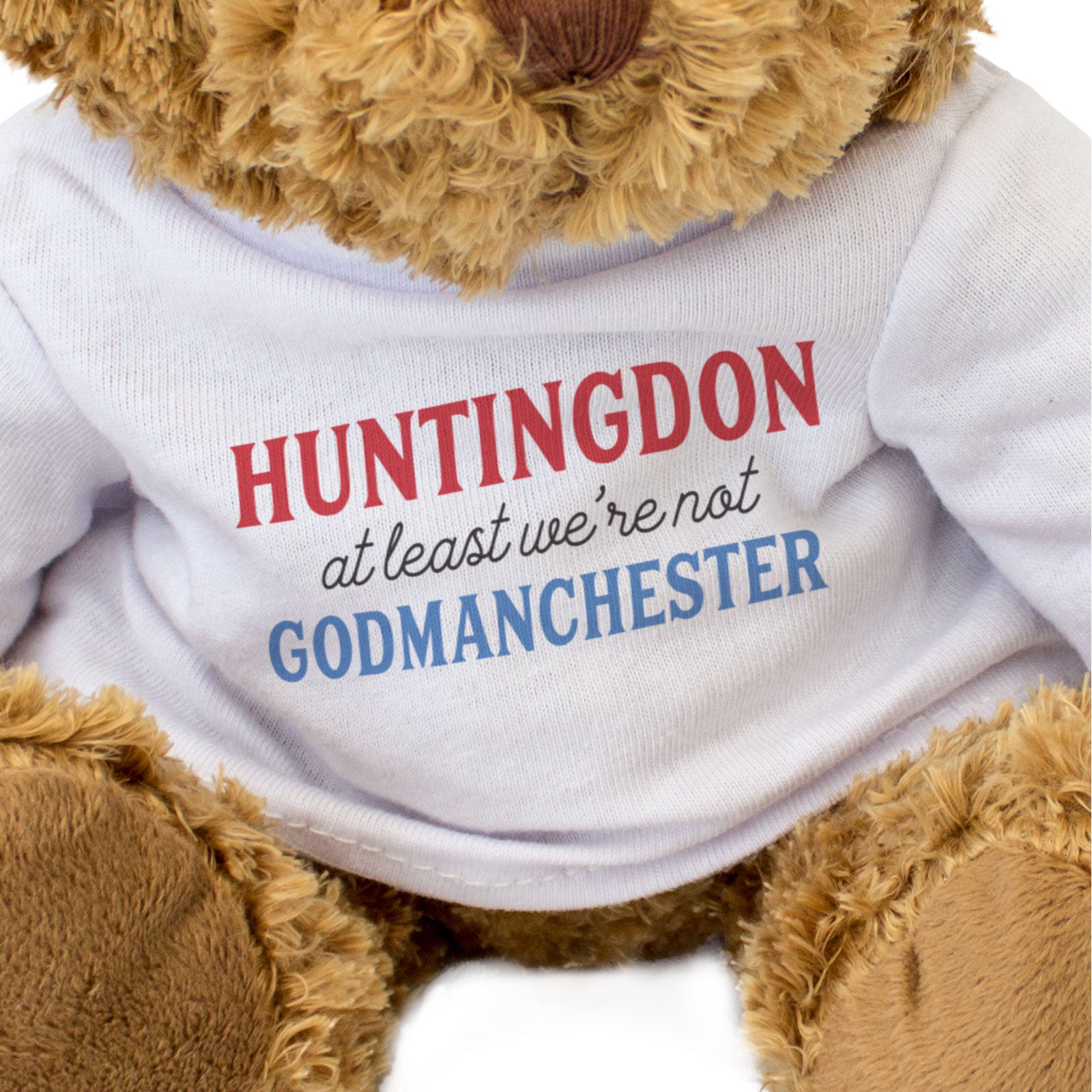 HUNTINGDON AT LEAST WE'RE NOT GODMANCHESTER - Teddy Bear - Funny Gift Present