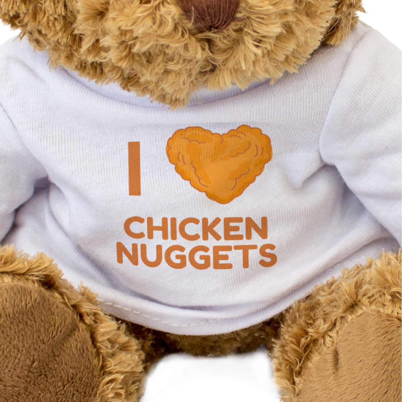 I LOVE CHICKEN NUGGETS (HEART) - Teddy Bear - Cute Cuddly - Funny Gift Present