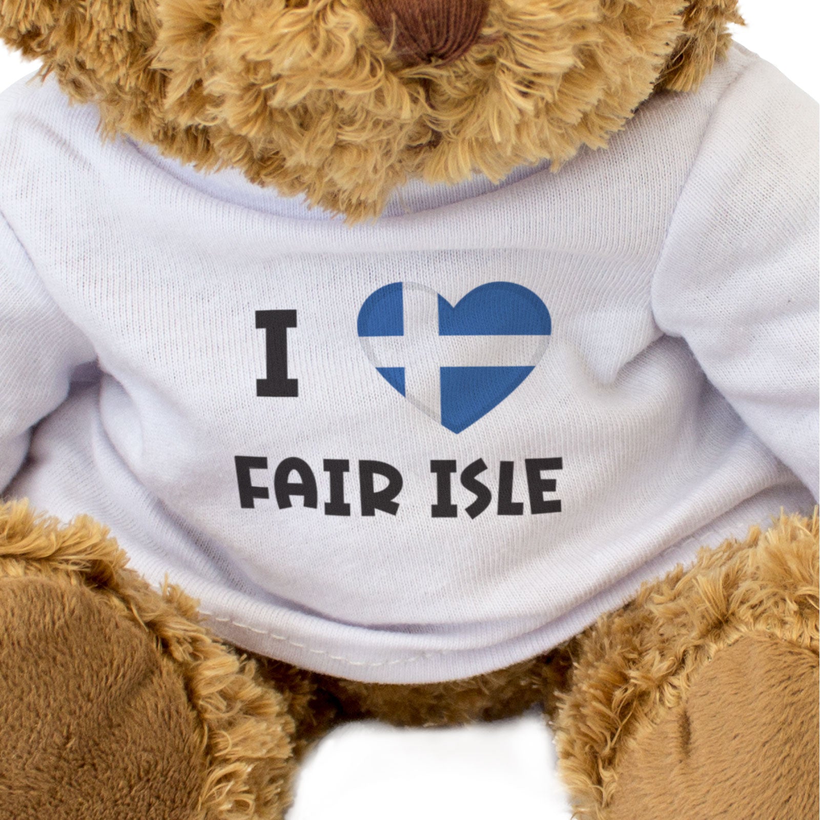 I LOVE FAIR ISLE (SHETLAND FLAG) - Teddy Bear - Cute Cuddly - Gift Present