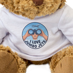 I LOVE JUMBO JETS - Teddy Bear - Cute Cuddly - Funny Planespotting Gift Present