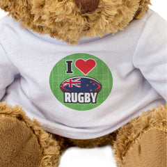 I LOVE RUGBY (NEW ZEALAND FLAG BALL) - Teddy Bear - Cute Cuddly - Gift Present