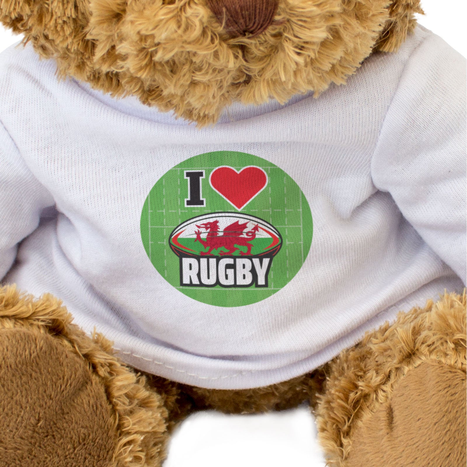 I LOVE RUGBY (WALES FLAG BALL) - Teddy Bear - Cute Cuddly - Gift Present