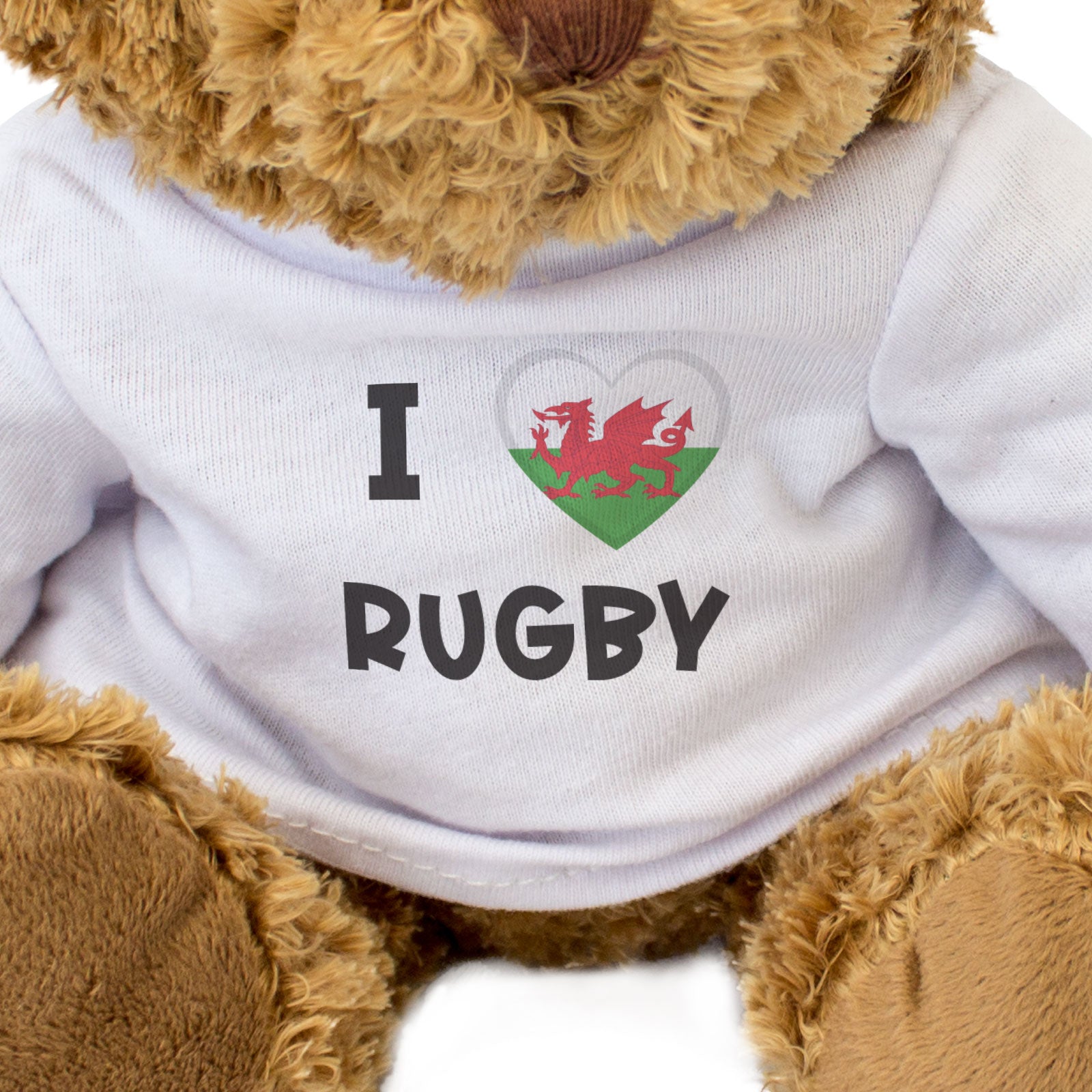 I LOVE RUGBY (WALES FLAG) - Teddy Bear - Cute Funny Welsh Souvenir Gift Present
