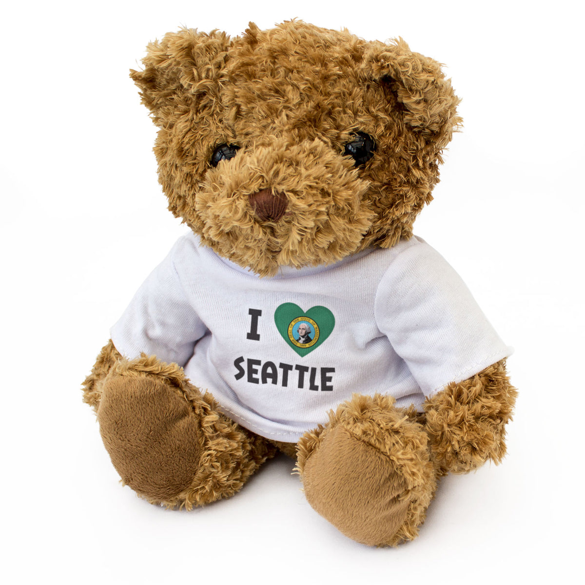 I LOVE SEATTLE (WASHINGTON STATE FLAG) - Teddy Bear - Funny USA Gift Present