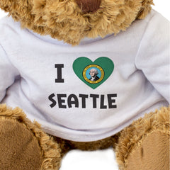 I LOVE SEATTLE (WASHINGTON STATE FLAG) - Teddy Bear - Funny USA Gift Present