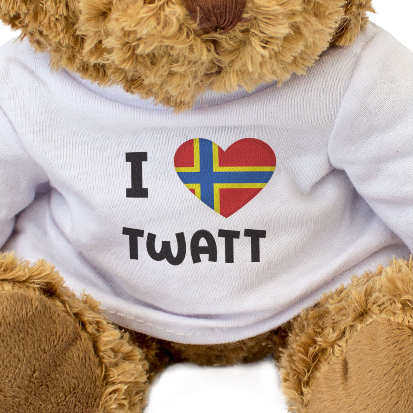 I LOVE TWATT (ORKNEY FLAG) - Teddy Bear - Cute Cuddly - Gift Present