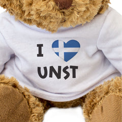 I LOVE UNST (SHETLAND FLAG) - Teddy Bear - Cute Cuddly - Gift Present