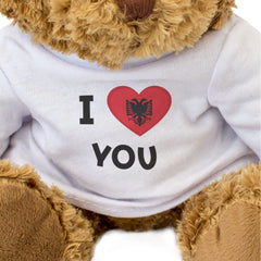 I LOVE YOU (ALBANIAN FLAG) - Teddy Bear - Cute - Romantic Albania Gift Present