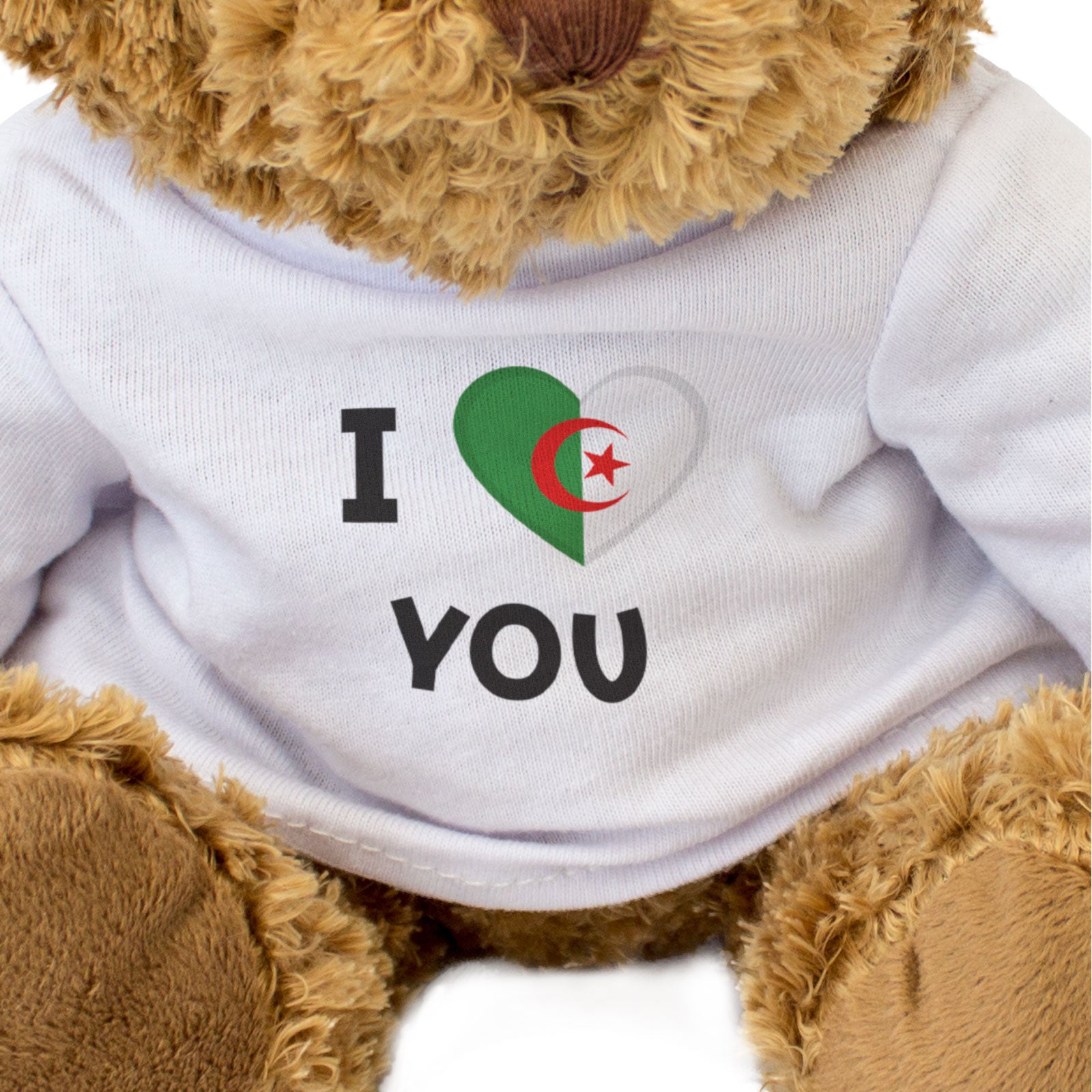 I LOVE YOU (ALGERIA FLAG) - Teddy Bear - Cute - Algerian Romantic Gift Present