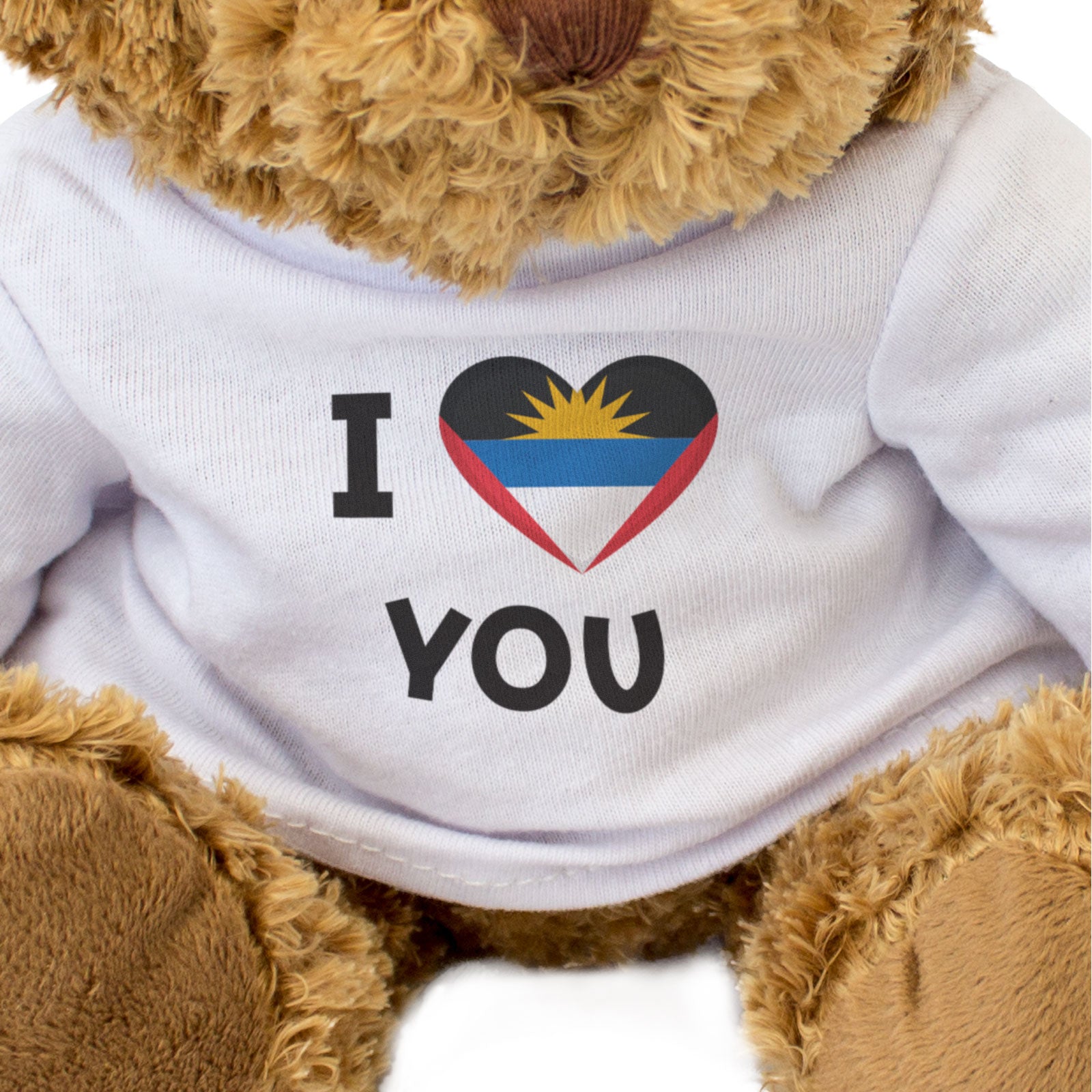 I LOVE YOU (ANTIGUA & BARBUDA FLAG) - Teddy Bear - Romantic Gift Present