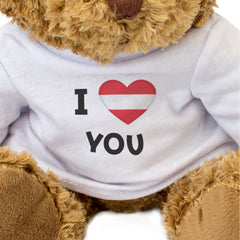 I LOVE YOU (AUSTRIAN FLAG) - Teddy Bear - Cute - Romantic Austria Gift Present