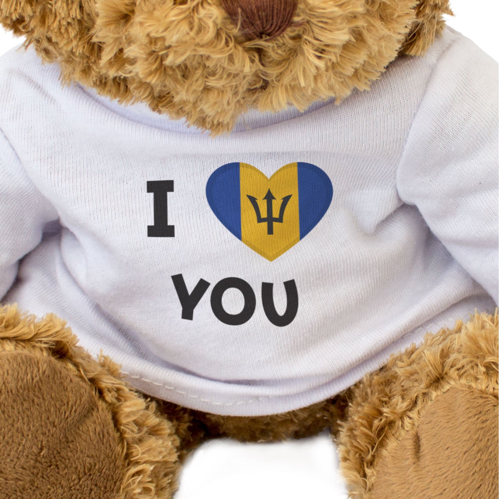 I LOVE YOU (BARBADOS FLAG) - Teddy Bear - Barbadian Romantic Gift Present