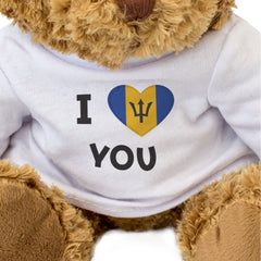 I LOVE YOU (BARBADOS FLAG) - Teddy Bear - Barbadian Romantic Gift Present