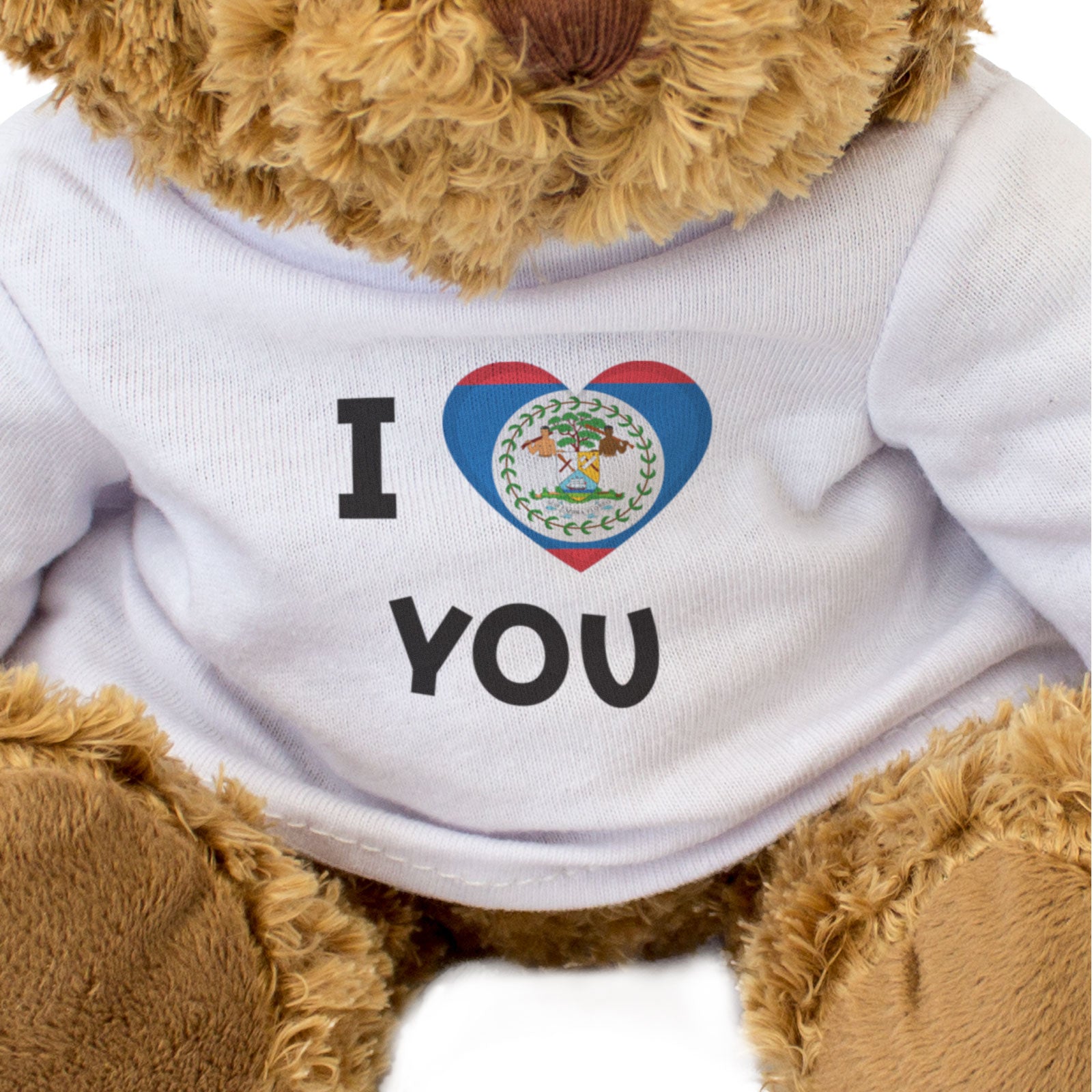 I LOVE YOU (BELIZE FLAG) - Teddy Bear - Cute - Belizean Romantic Gift Present