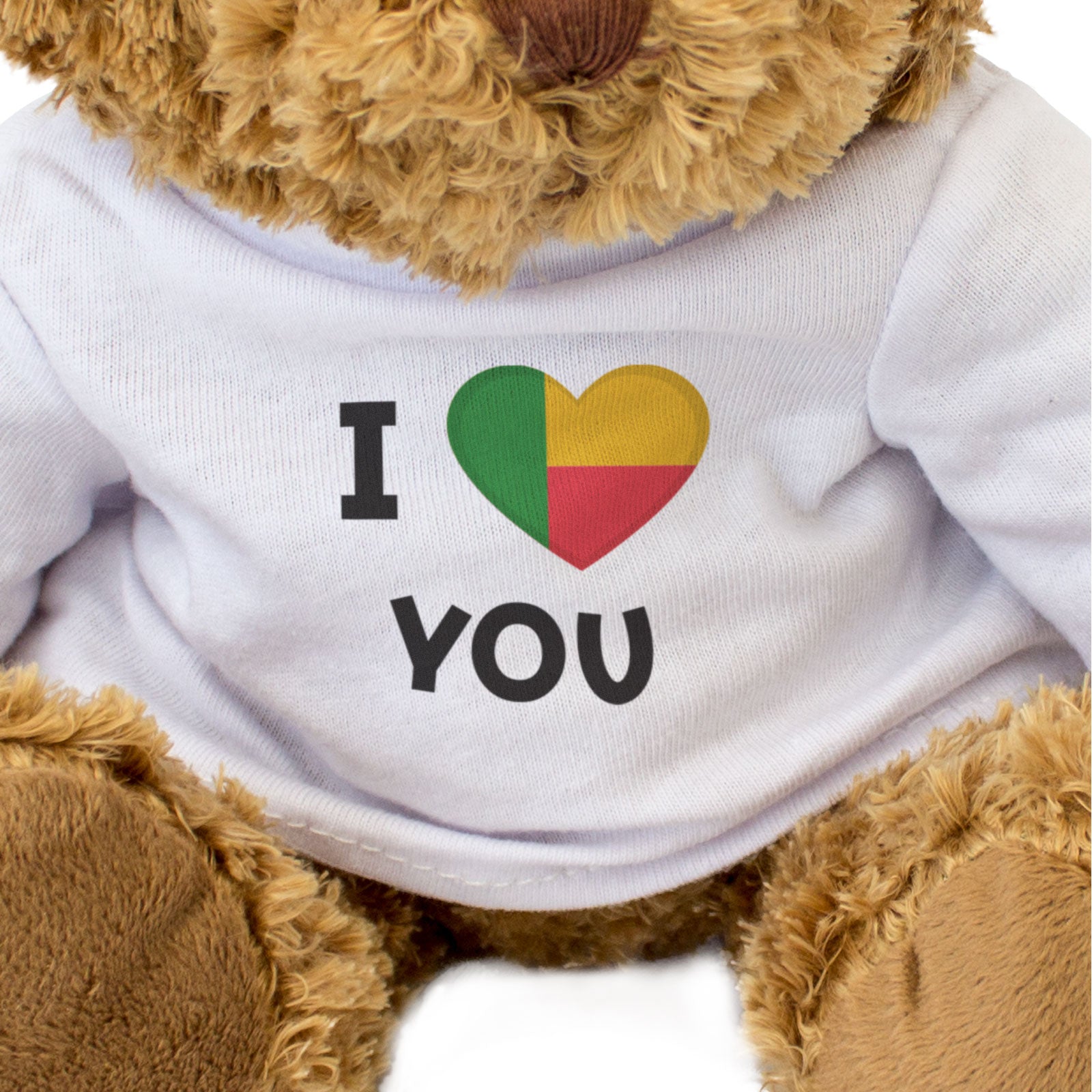 I LOVE YOU (BENIN FLAG) - Teddy Bear - Cute - Beninese Romantic Gift Present