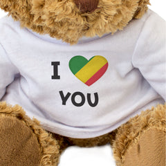 I LOVE YOU (CONGO REPUBLIC FLAG) - Teddy Bear - Congolese Romantic Gift Present