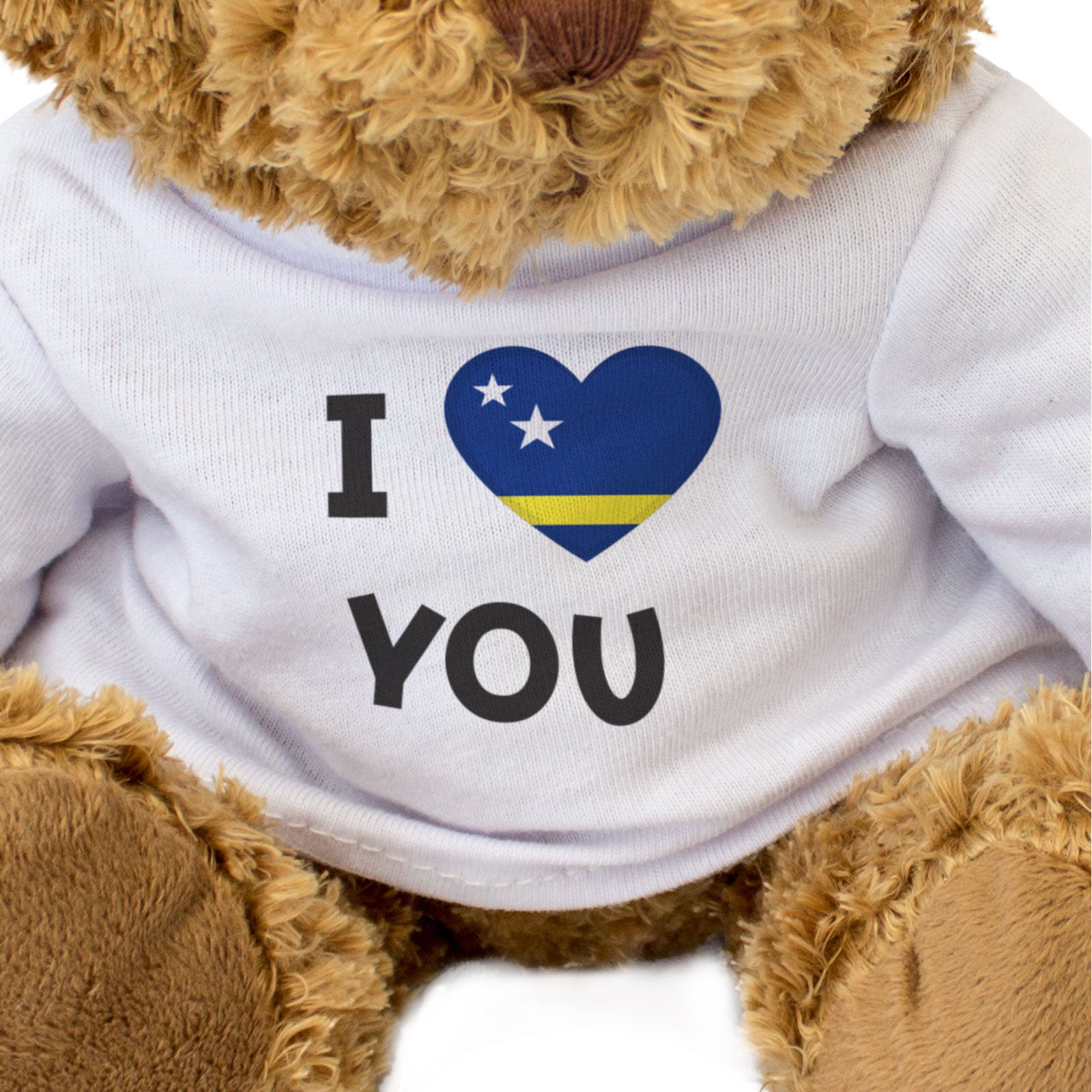 I LOVE YOU (CURAÇAO FLAG) - Teddy Bear - Cute Cuddly - Romantic Gift Present