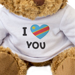 I LOVE YOU (DRC FLAG) - Teddy Bear - Cute - Congolese Romantic Gift Present