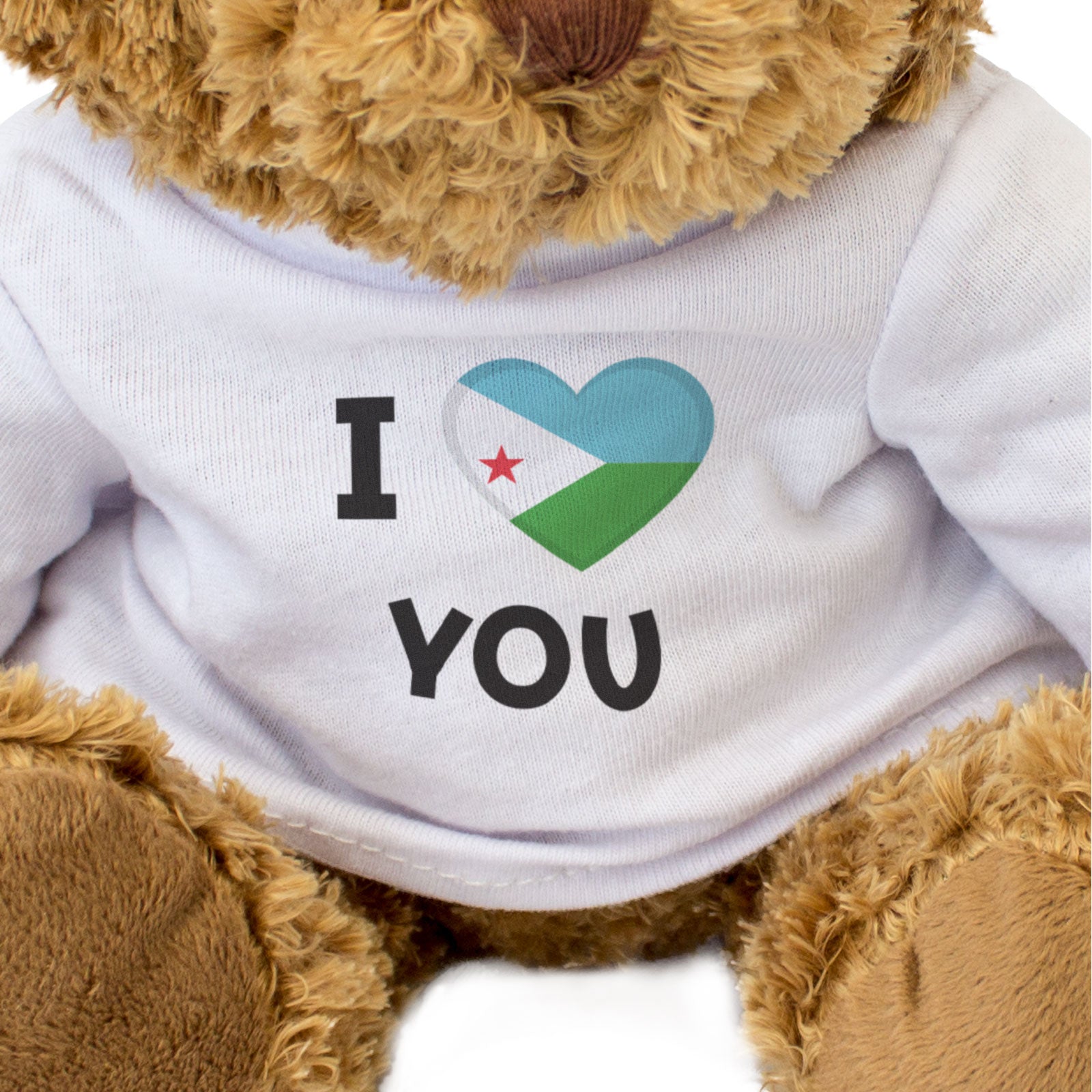 I LOVE YOU (DJIBOUTI FLAG) - Teddy Bear - Cute - Romantic Gift Present