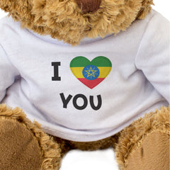 I LOVE YOU (ETHIOPIA FLAG) - Teddy Bear - Cute - Ethiopian Romantic Gift Present