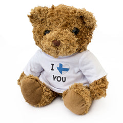 I LOVE YOU (FINNISH FLAG) - Teddy Bear - Cute - Romantic Finland Gift Present